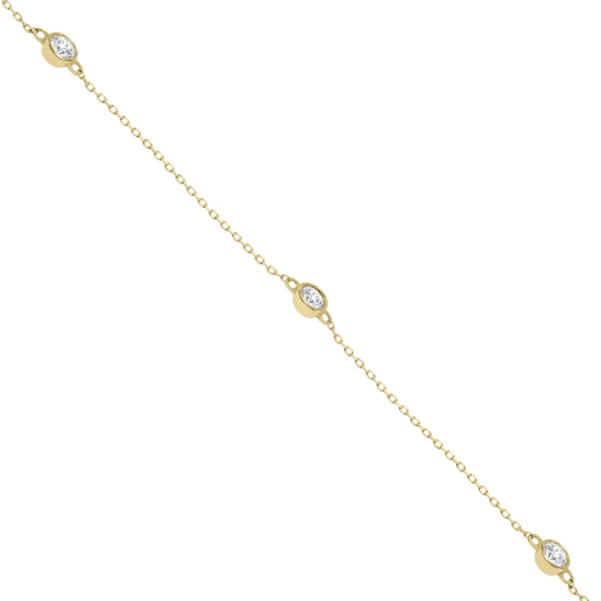 1 1/2 Carat TW Bezel Set Diamond Station Necklace in 14K Yellow Gold