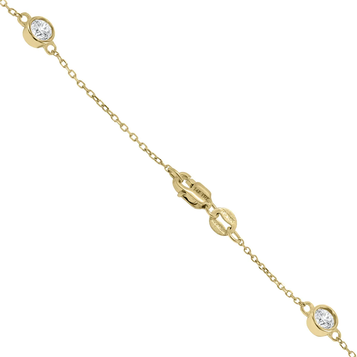 1 1/2 Carat TW Bezel Set Diamond Station Necklace in 14K Yellow Gold