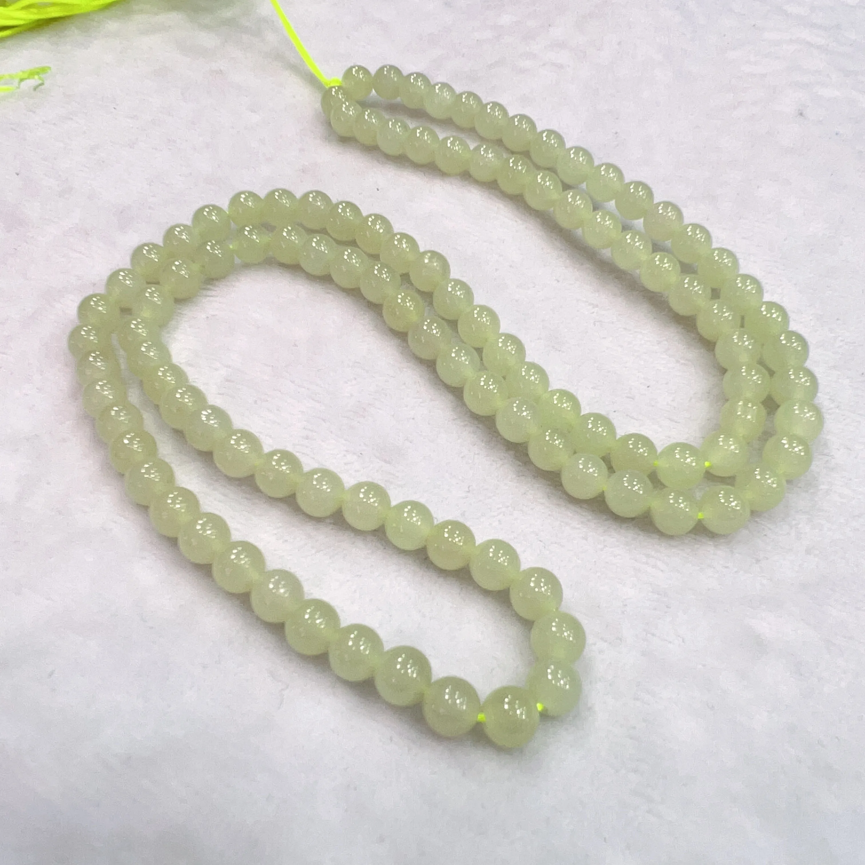 108 Yellow Nephrite Prayer Beads 6mm Round Bead Strands for DIY Jewelry Projects