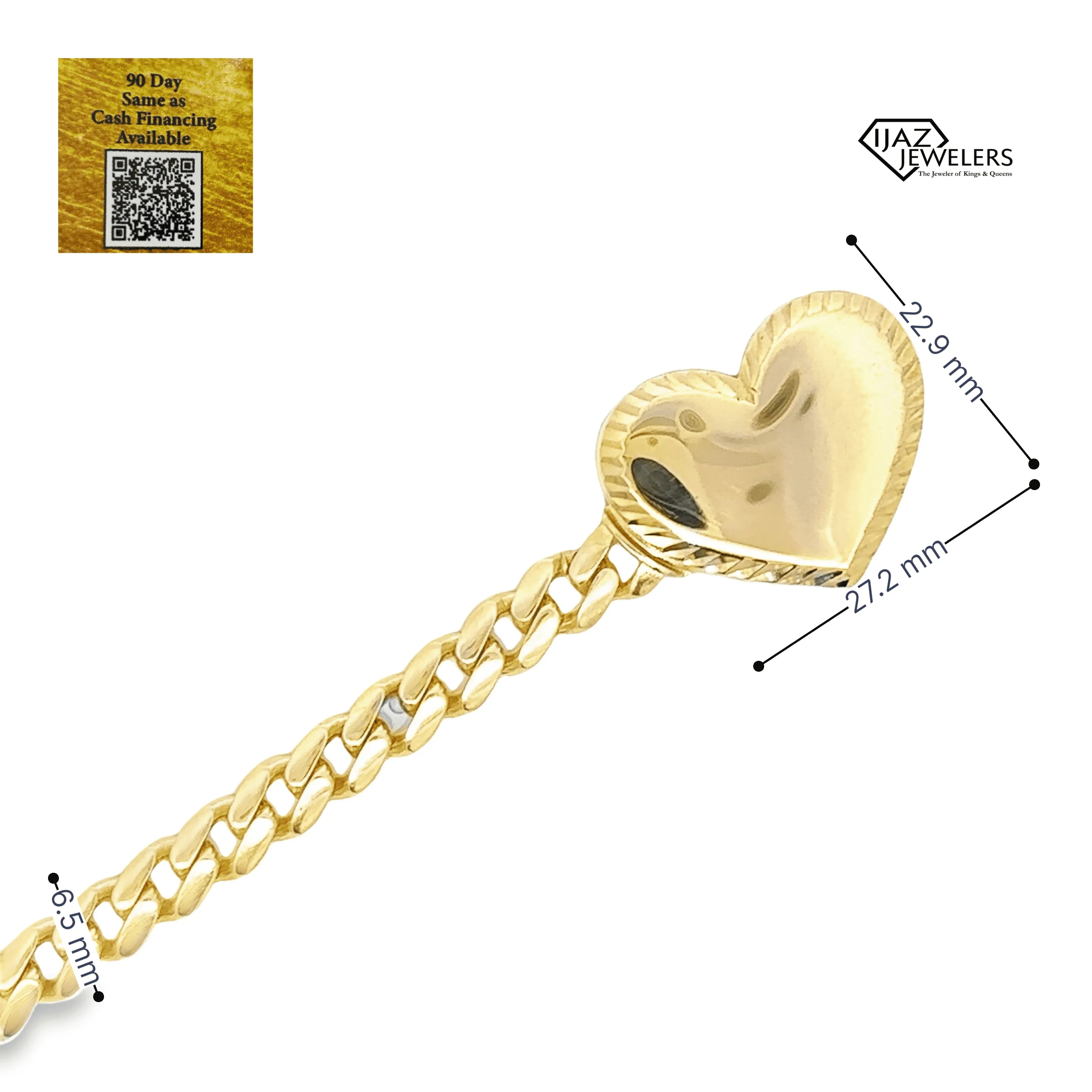 10K Gold Cuban Link Diamond Cut Heart Lock Chain