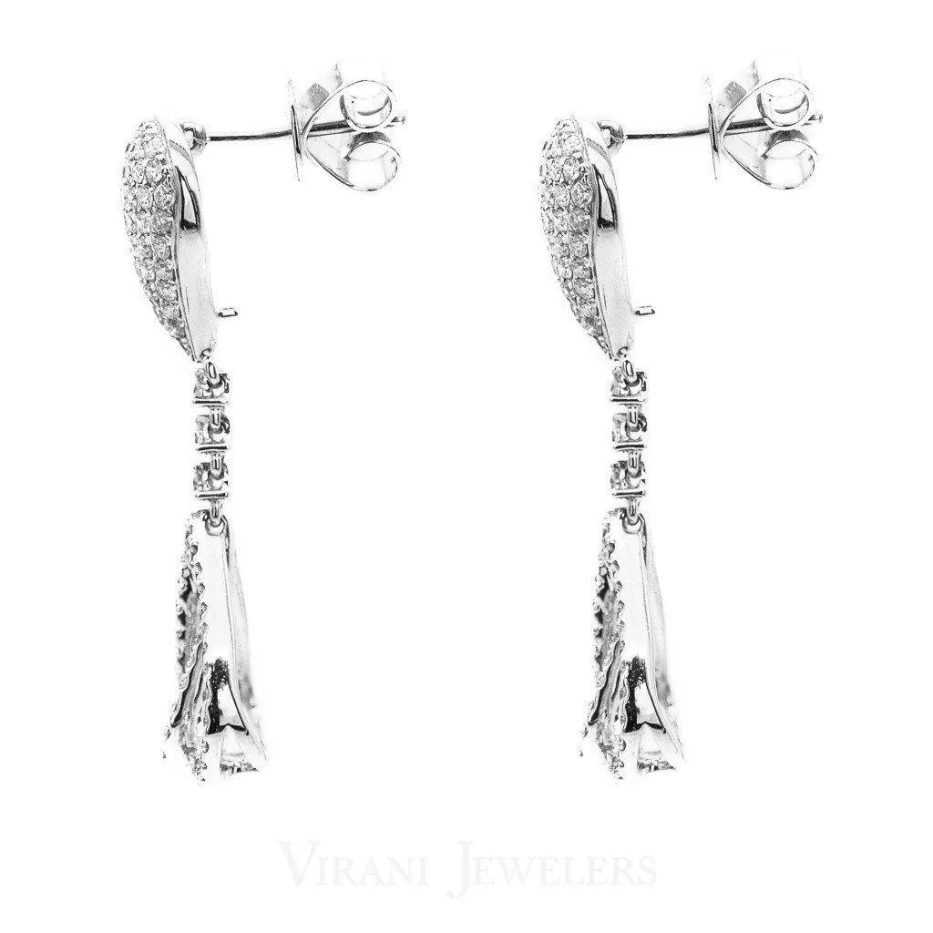 1.23CT Diamond Drop Teardrop Bisou Earrings Set In 14K White Gold