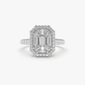 14k Emerald Cut Illusion Halo Setting Engagement Ring