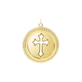 14K Gold Cross Cut Out Pendant