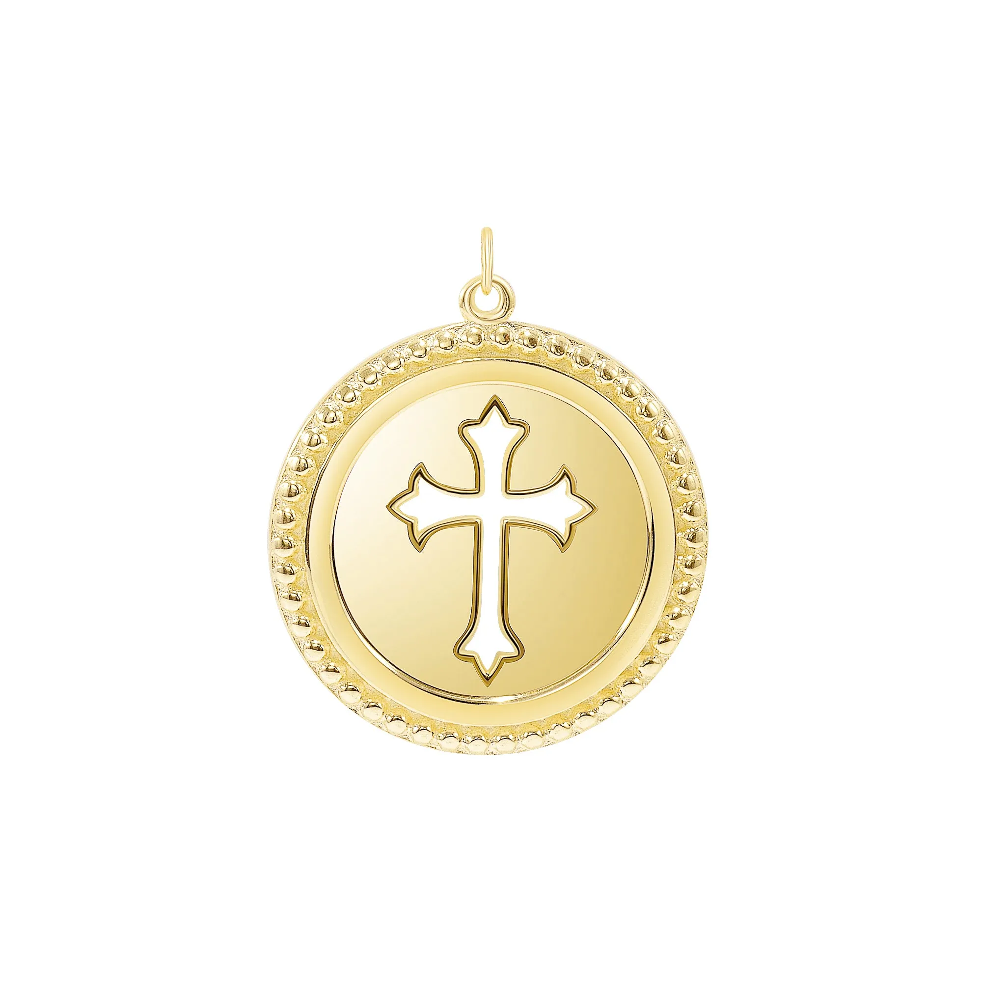 14K Gold Cross Cut Out Pendant