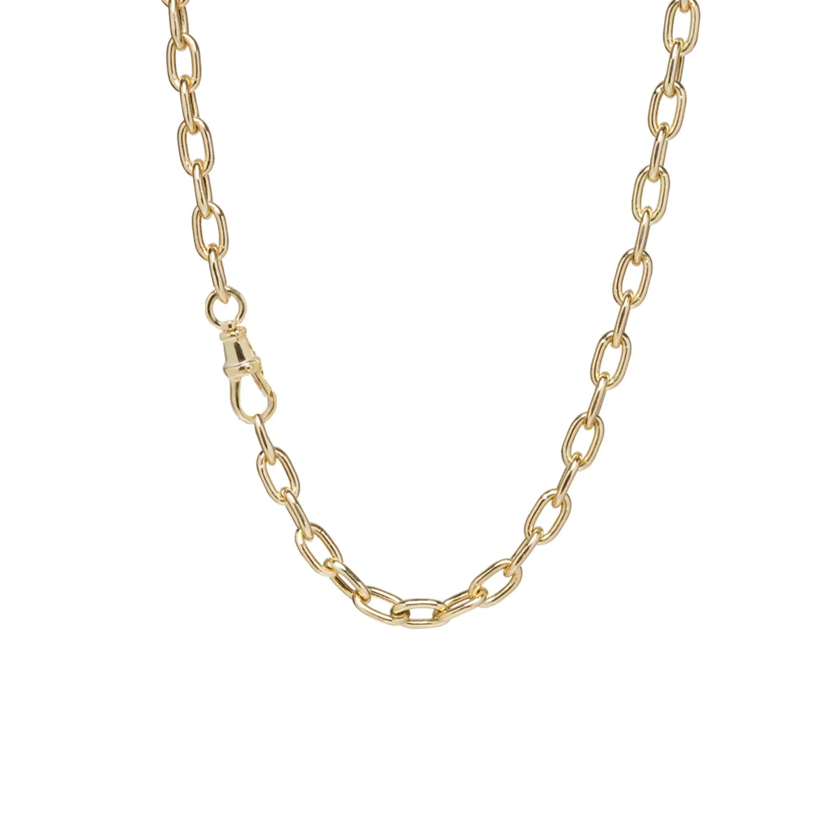 14k Gold Extra Large Square Oval Link Necklace with Single Swivel Clasp