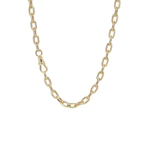 14k Gold Extra Large Square Oval Link Necklace with Single Swivel Clasp