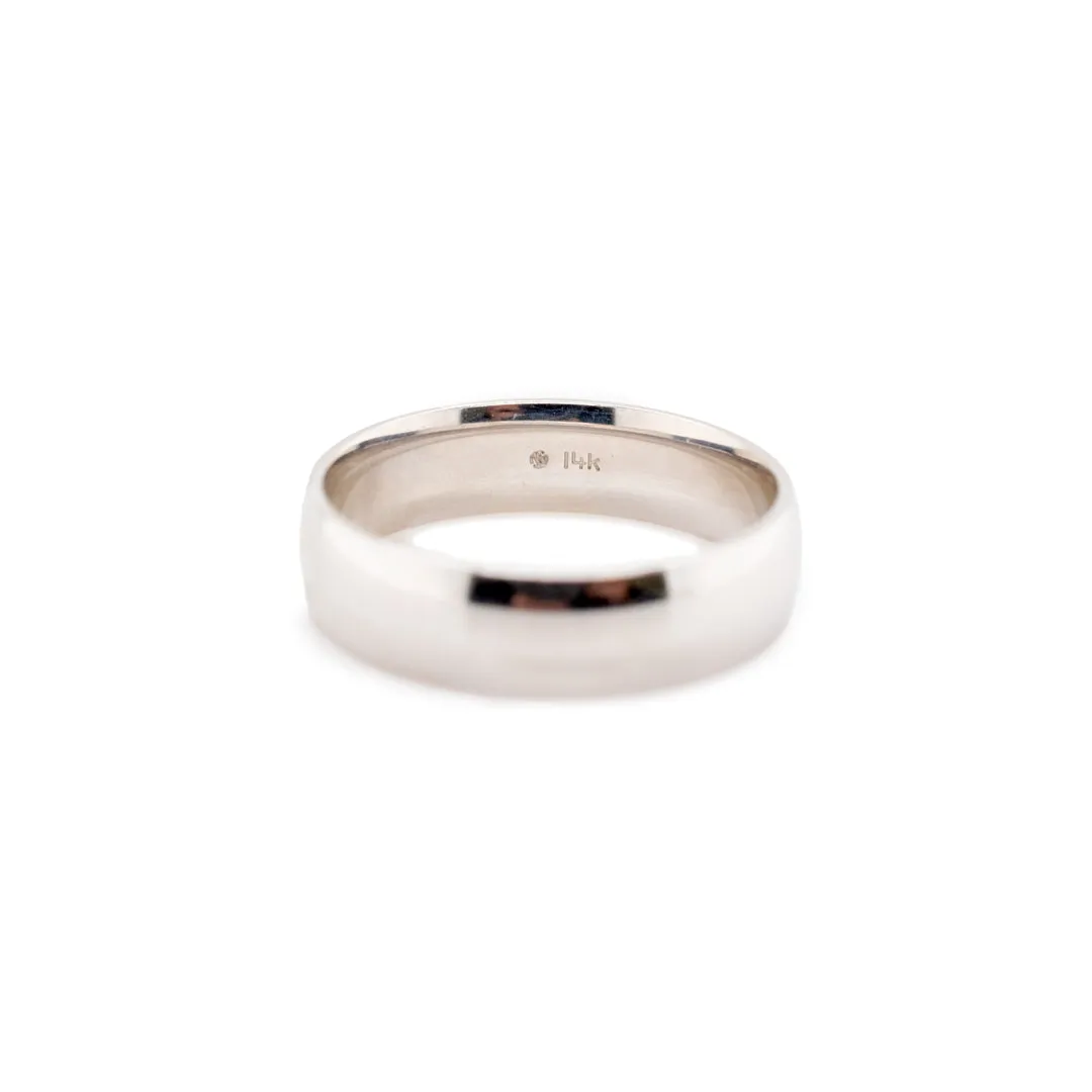 14K White Gold 6mm Men's Wedding Band