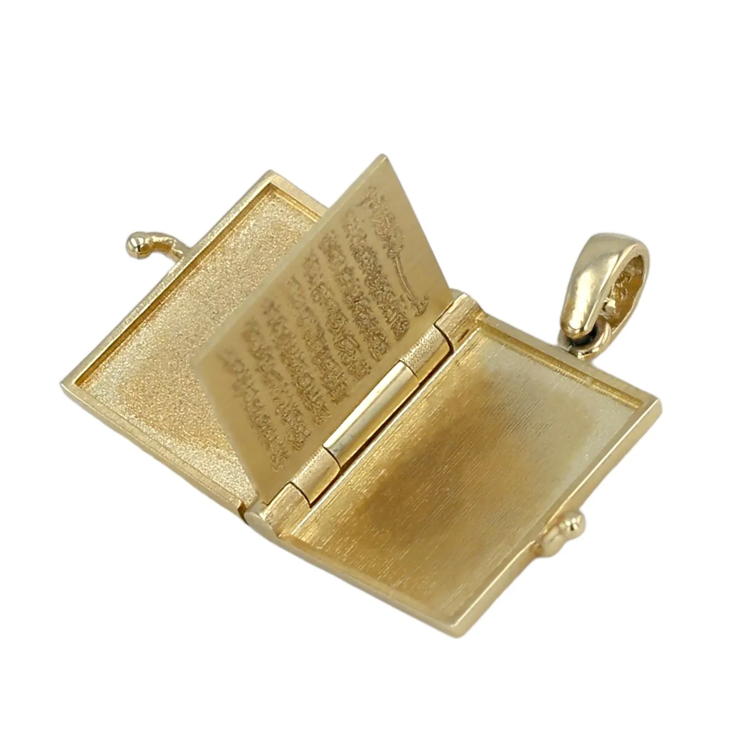 14K Yellow gold daily book red hearth accent pendant-4628