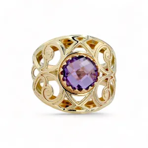 14K Yellow gold zarza amethyst ring-14381