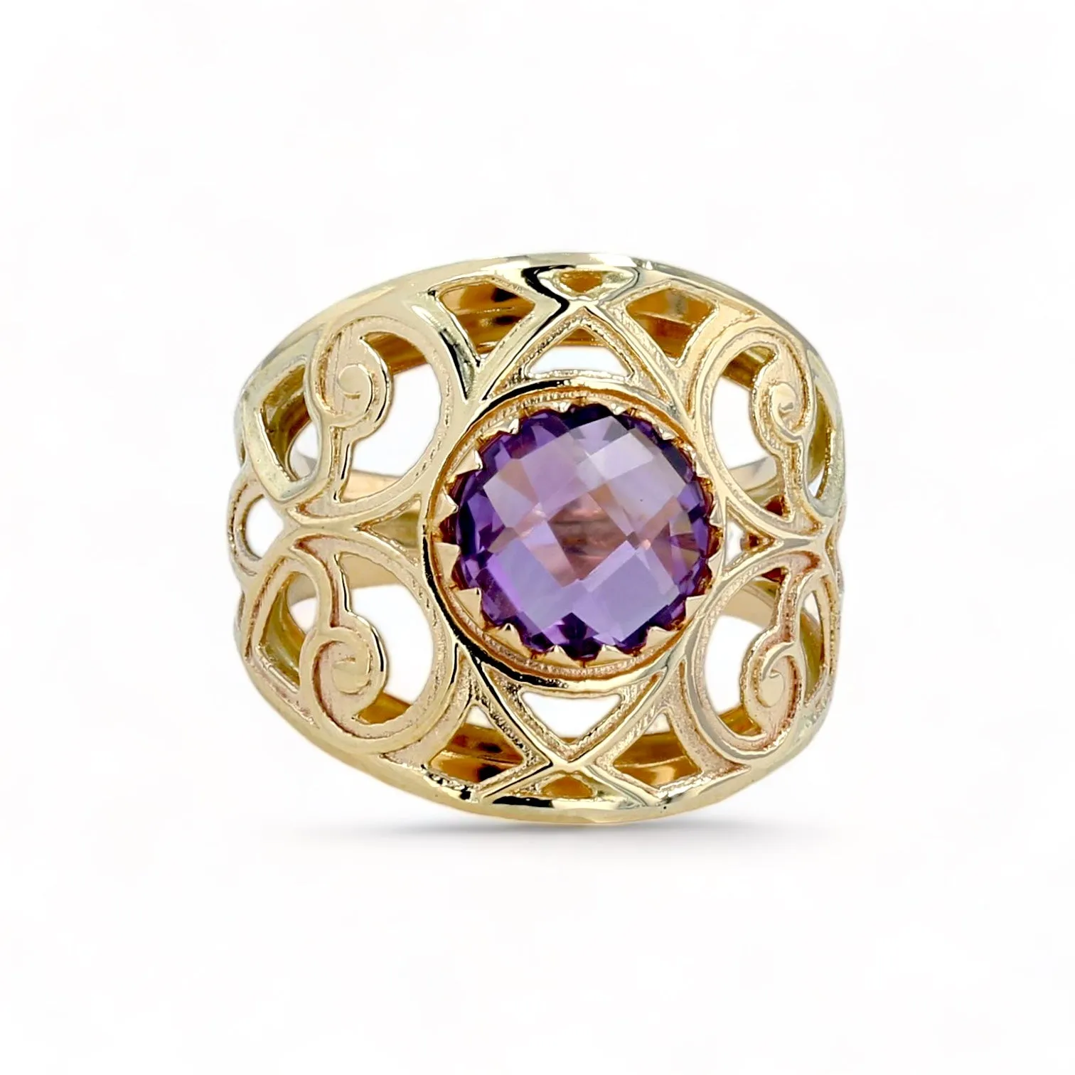 14K Yellow gold zarza amethyst ring-14381