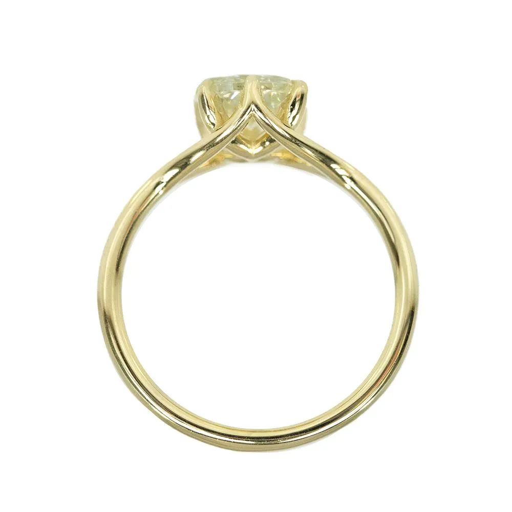 1.51ct Antique Pear Diamond in Low Profile Six Prong Split Shank 14k Yellow Gold