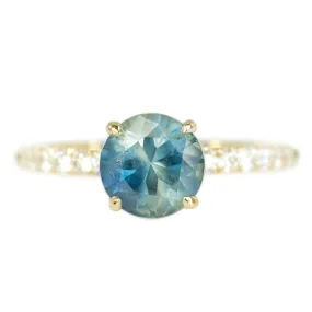 1.78ct Parti Teal Montana Sapphire and Diamond Solitaire in 14k Yellow Gold