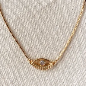 18k Gold Filled Cubic Zirconia Evil Eye Necklace