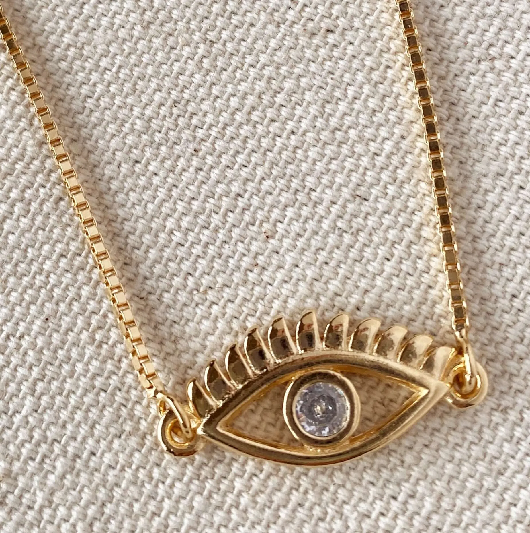 18k Gold Filled Cubic Zirconia Evil Eye Necklace