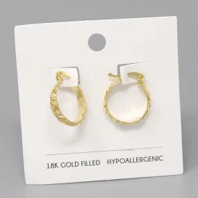 18K Gold Filled Textured Hoop Earrings