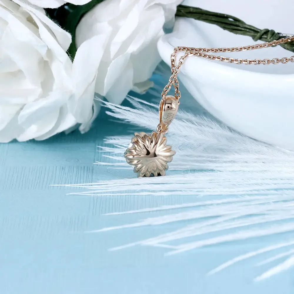 18k Rose Gold Flower Moissanite Necklace 1ct