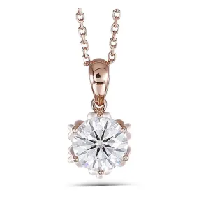 18k Rose Gold Flower Moissanite Necklace 1ct