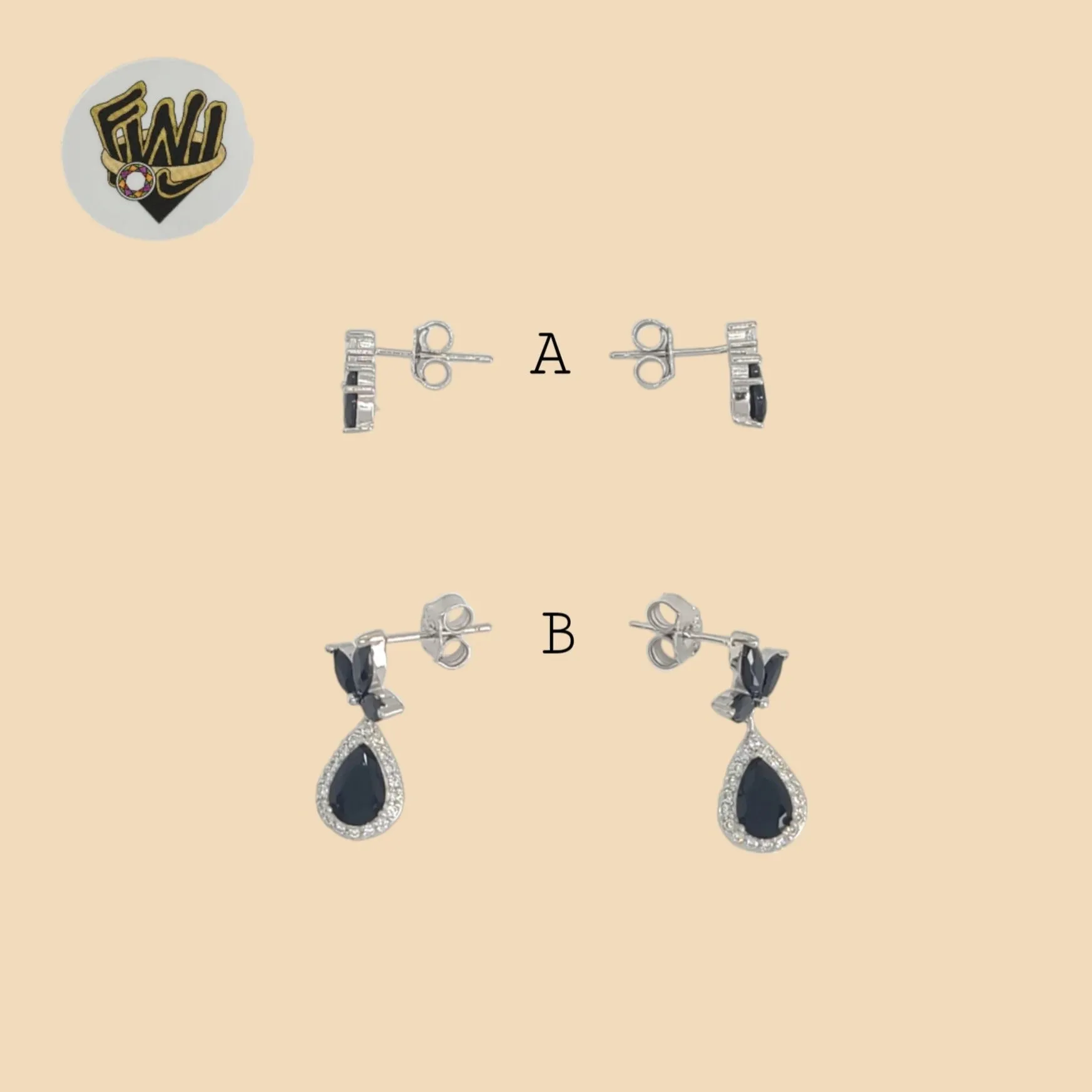 (2-3113) 925 Sterling Silver - Stud Zircon Earrings.