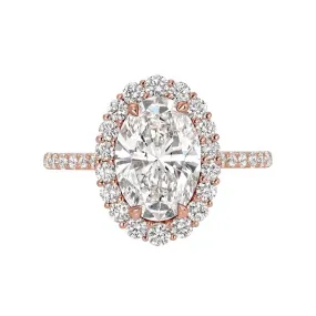 2 carat Art Deco Bridal Set Ring Oval Halo Engagement Ring