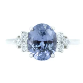 2.56ct Oval Purple Spinel and Diamond Cluster Ring In 14k White Gold