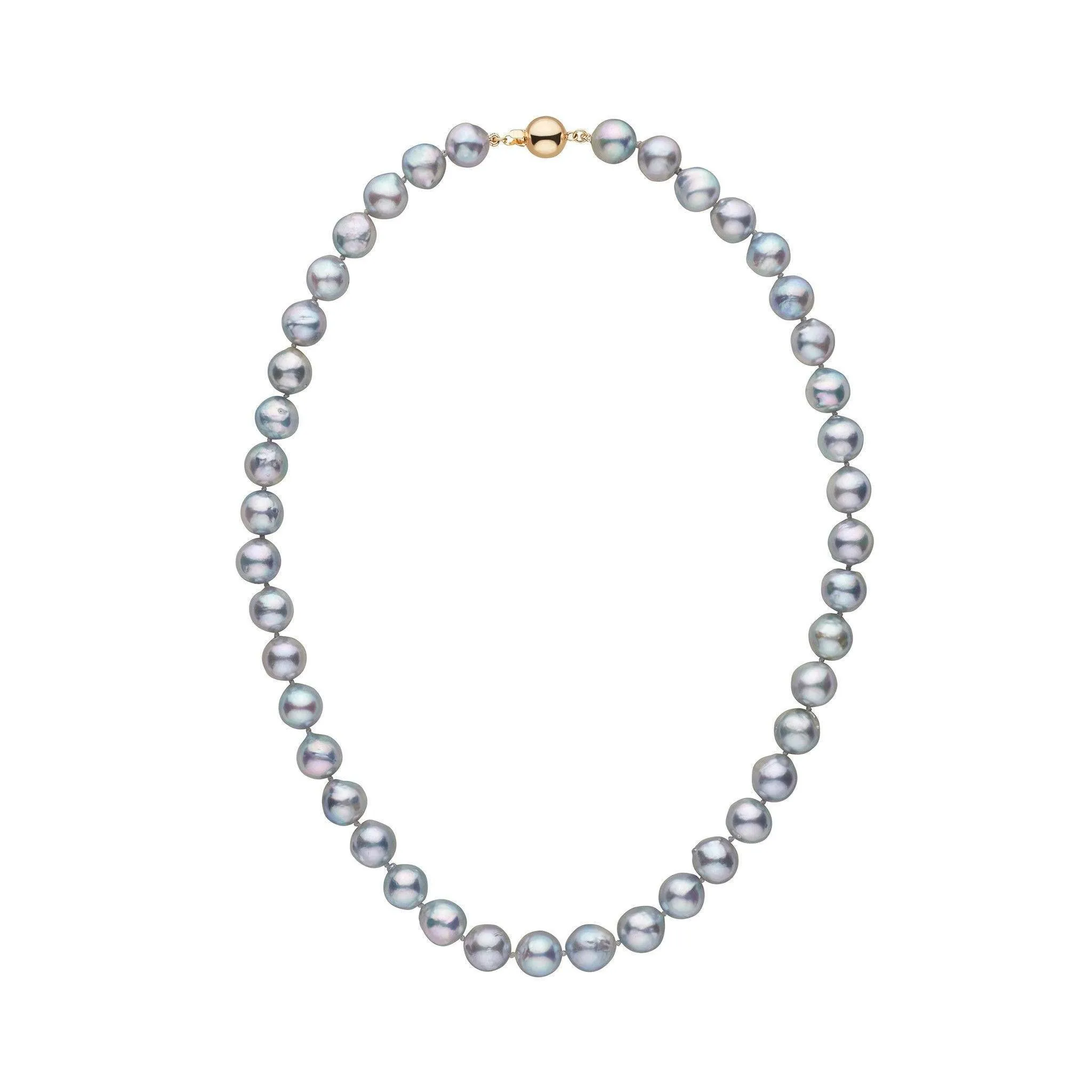 8.5-9.0 mm 16 Inch Silver-Blue Akoya Baroque Pearl Necklace