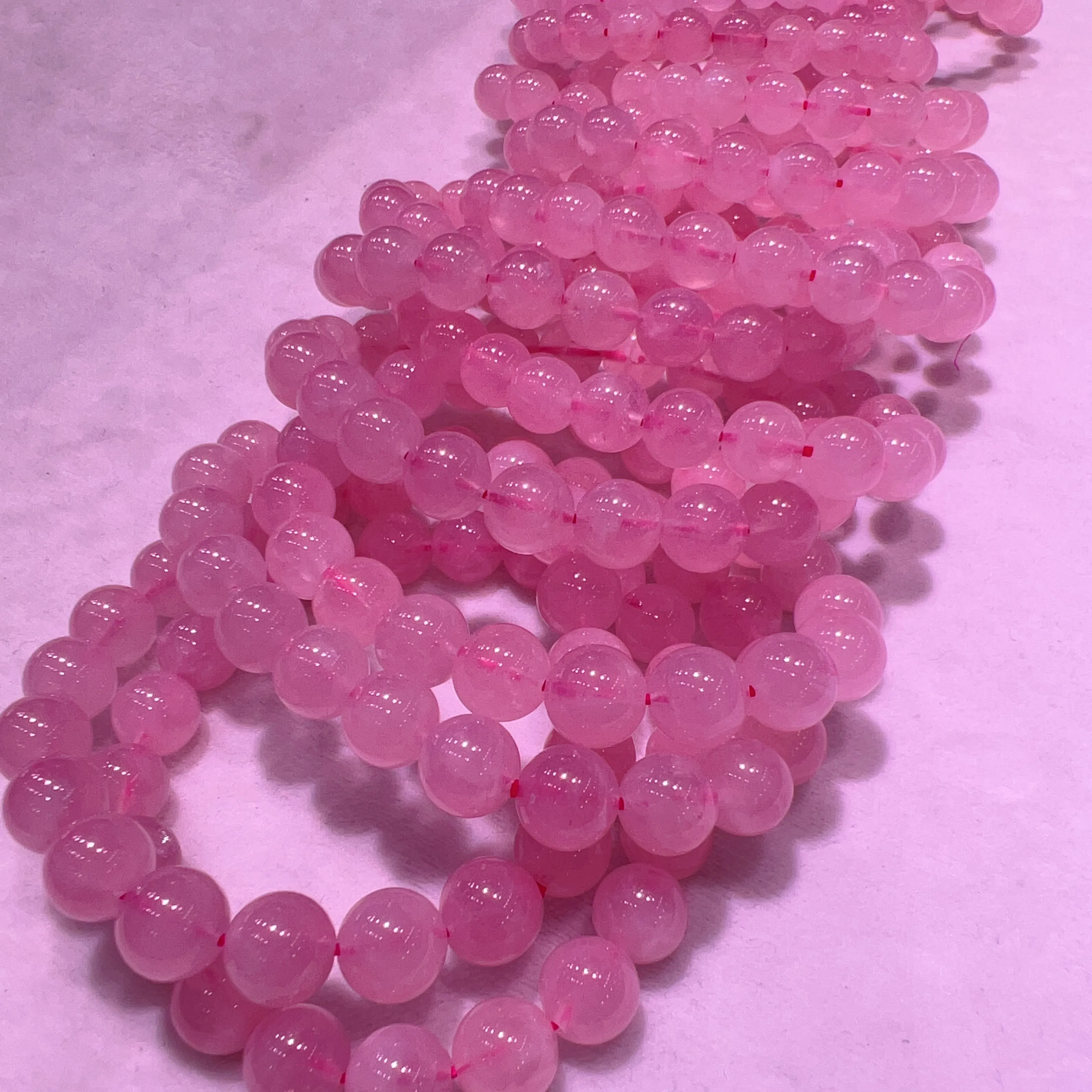 9-9.5mm Natural Madagascar Rose Quartz Round Beaded Bracelets for DIY Jewelry Project