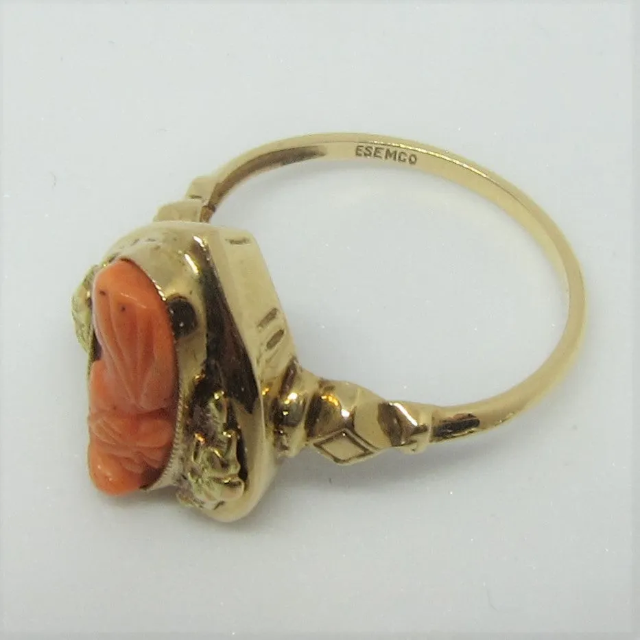 Antique Coral Cameo Ring