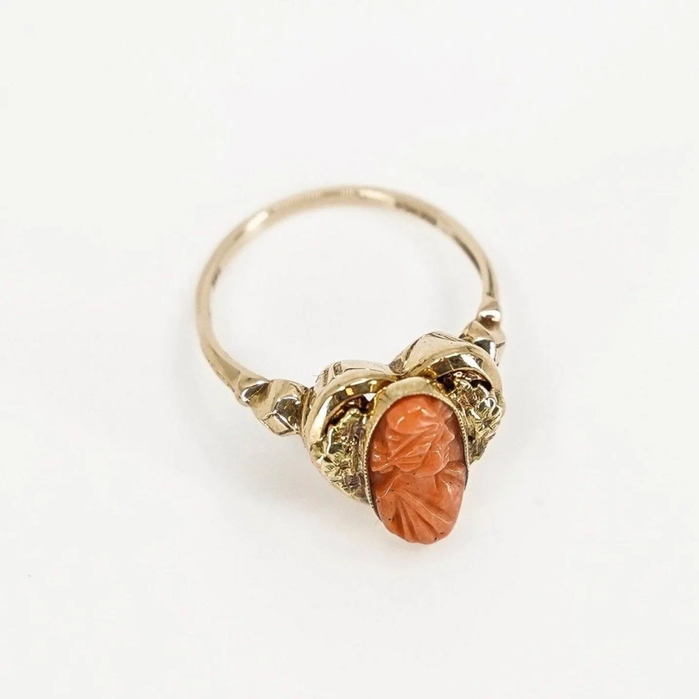 Antique Coral Cameo Ring