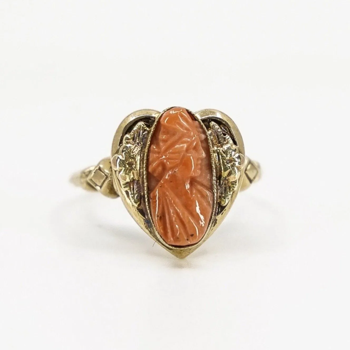 Antique Coral Cameo Ring