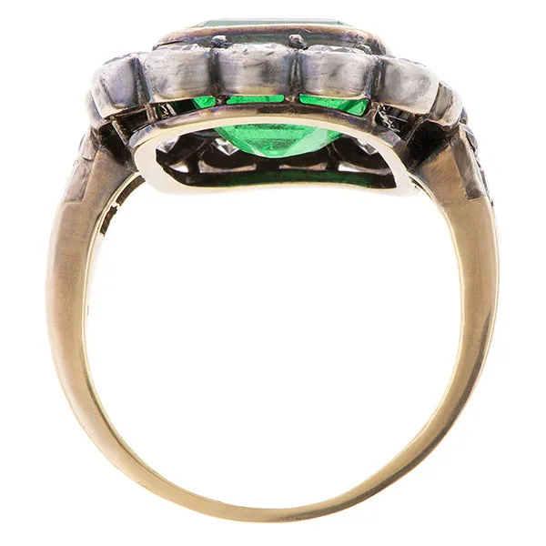 Antique Square Emerald & Diamond Ring