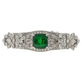 Art Deco Emerald & Diamond Bracelet