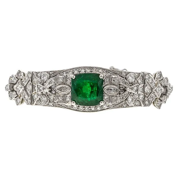 Art Deco Emerald & Diamond Bracelet