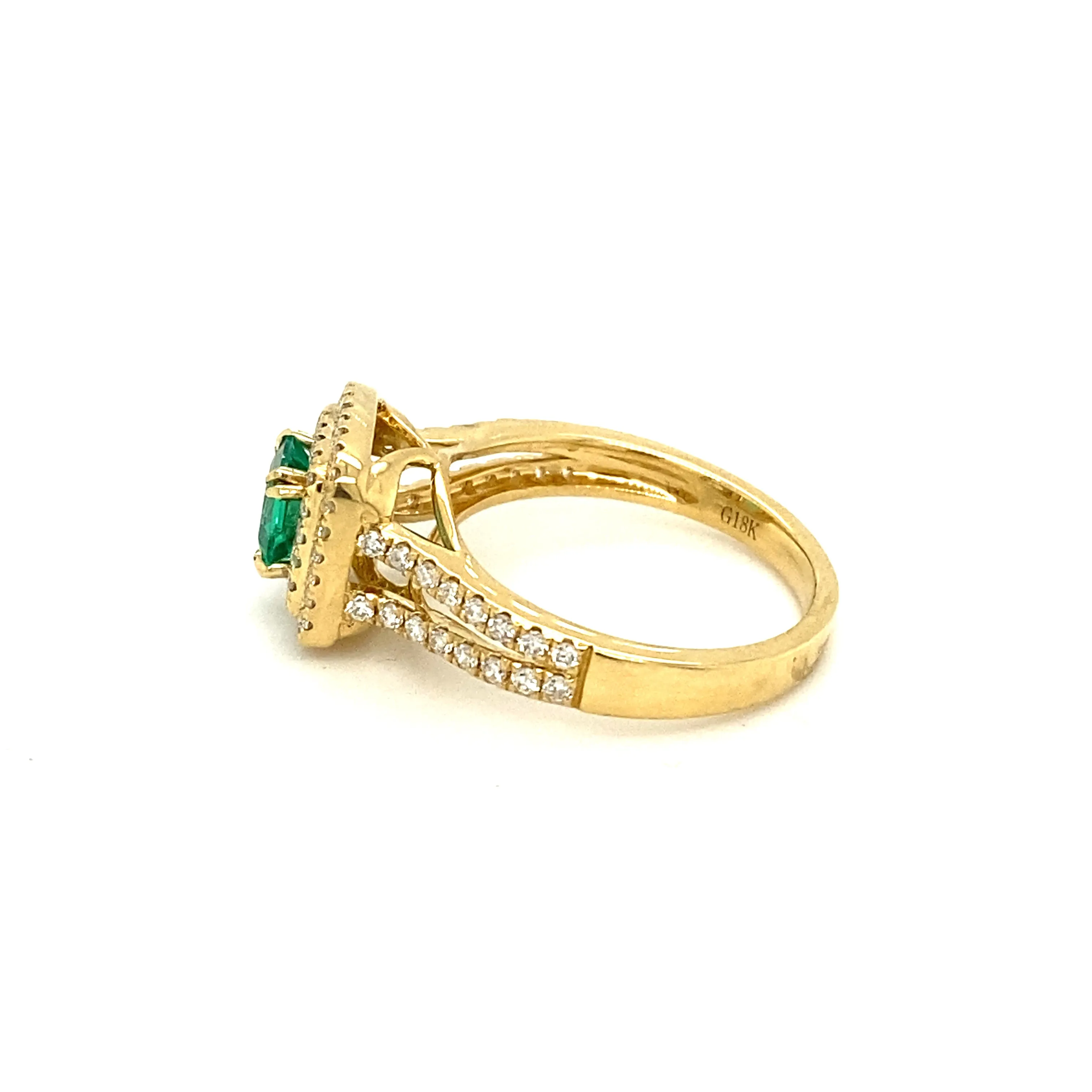 Asscher Cut Emerald and Diamond Double Halo Ring