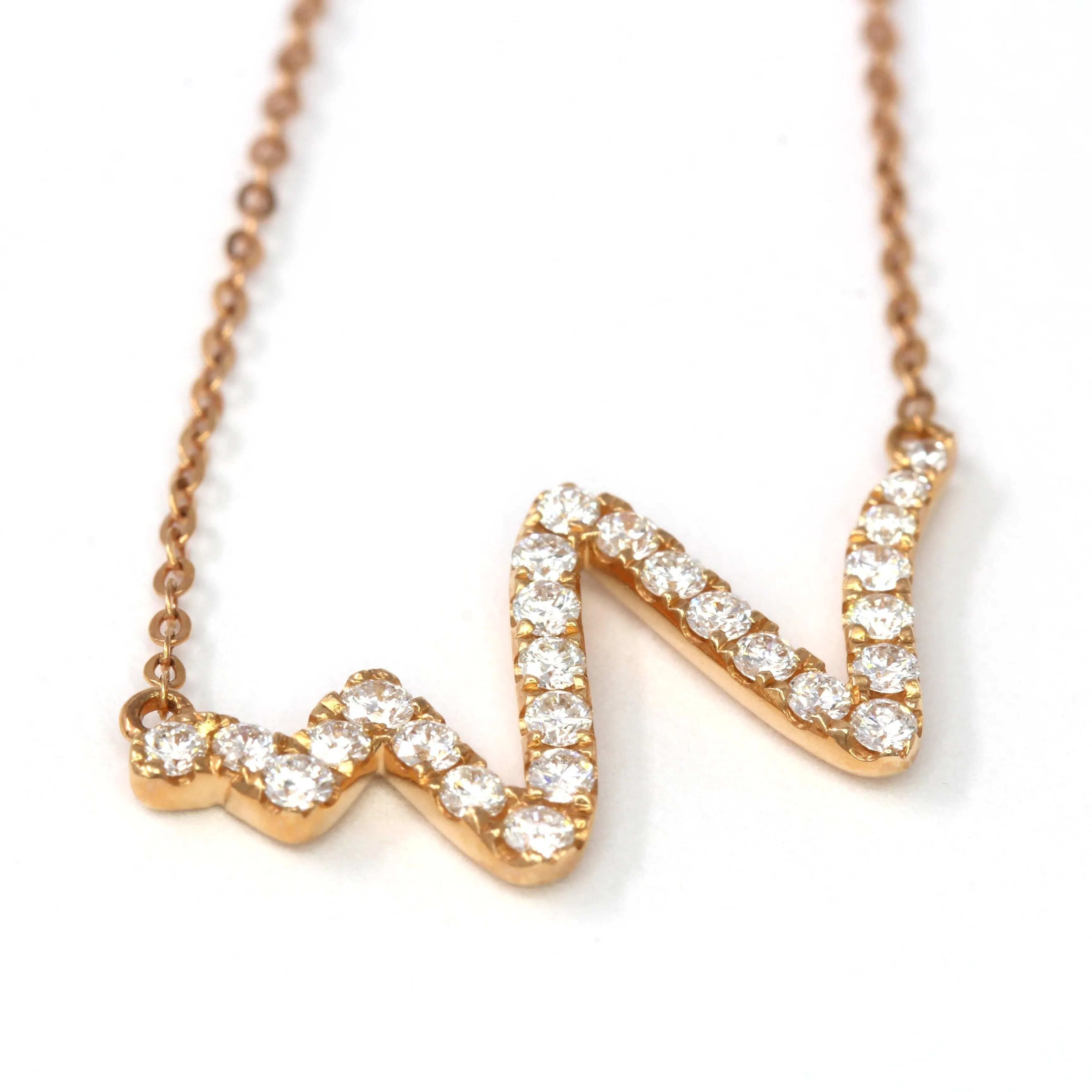 Baikalla? "The Beat of your Heart" 18K Rose Gold 0.365 CTW Heart Beat Diamond Pendant Necklace