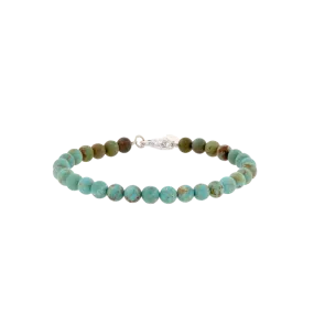 Beaded Turquoise Hammered Sterling Silver Bracelet