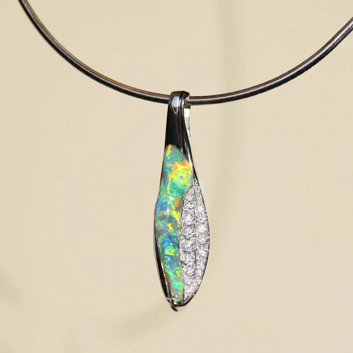 Black Opal, Diamond & Platinum Necklace