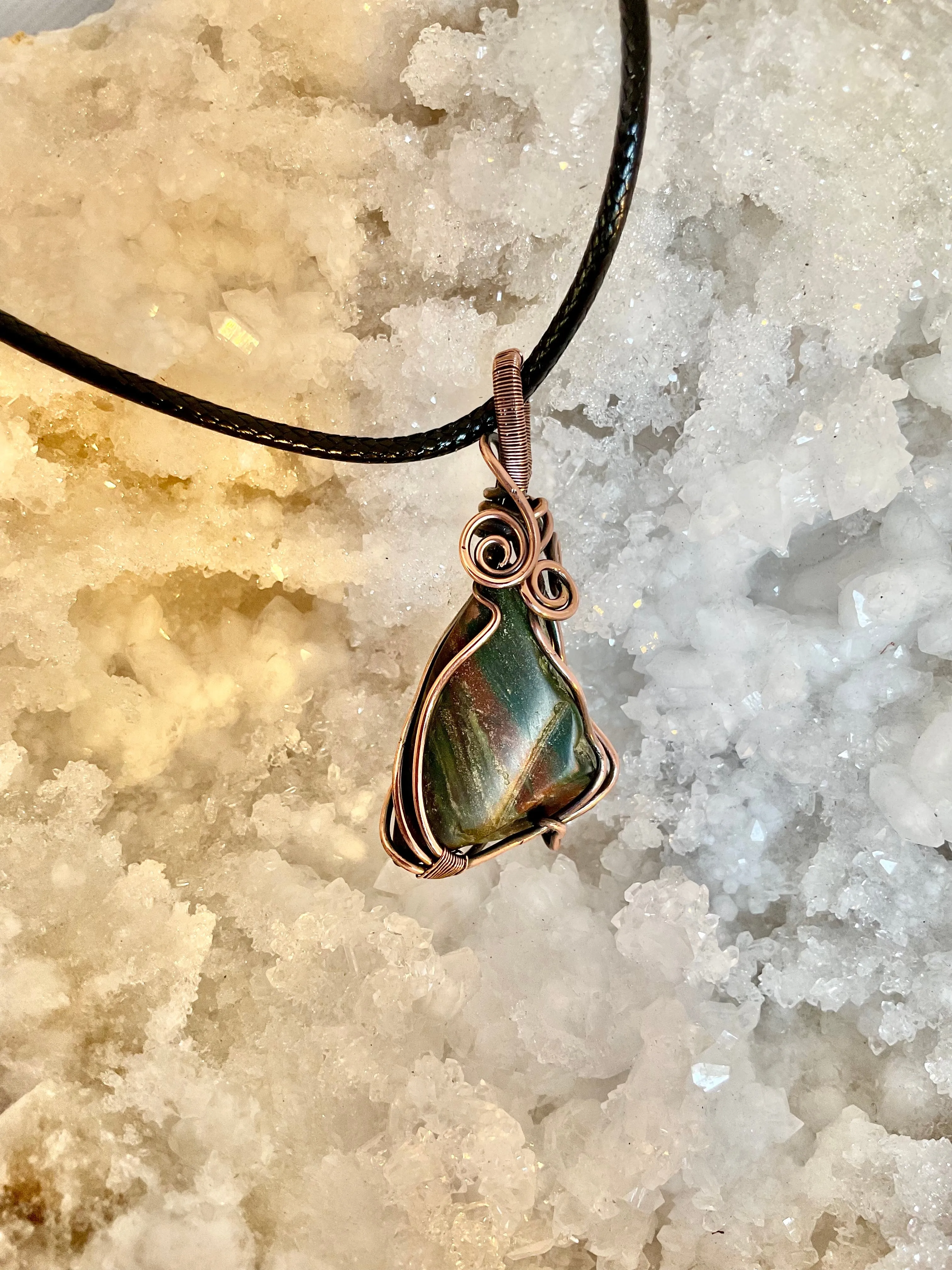 Bloodstone Wire Wrapped Pendant