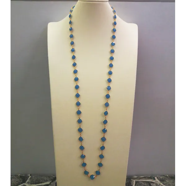 Blue Agate Jeweled Chain Necklace