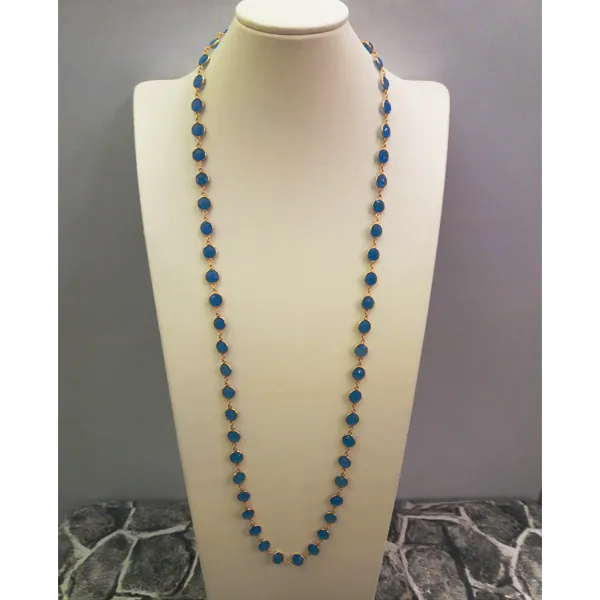 Blue Agate Jeweled Chain Necklace