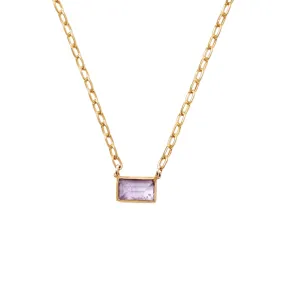 Chan Luu Rectangle Tab Pendant Necklace in Amethyst and Gold