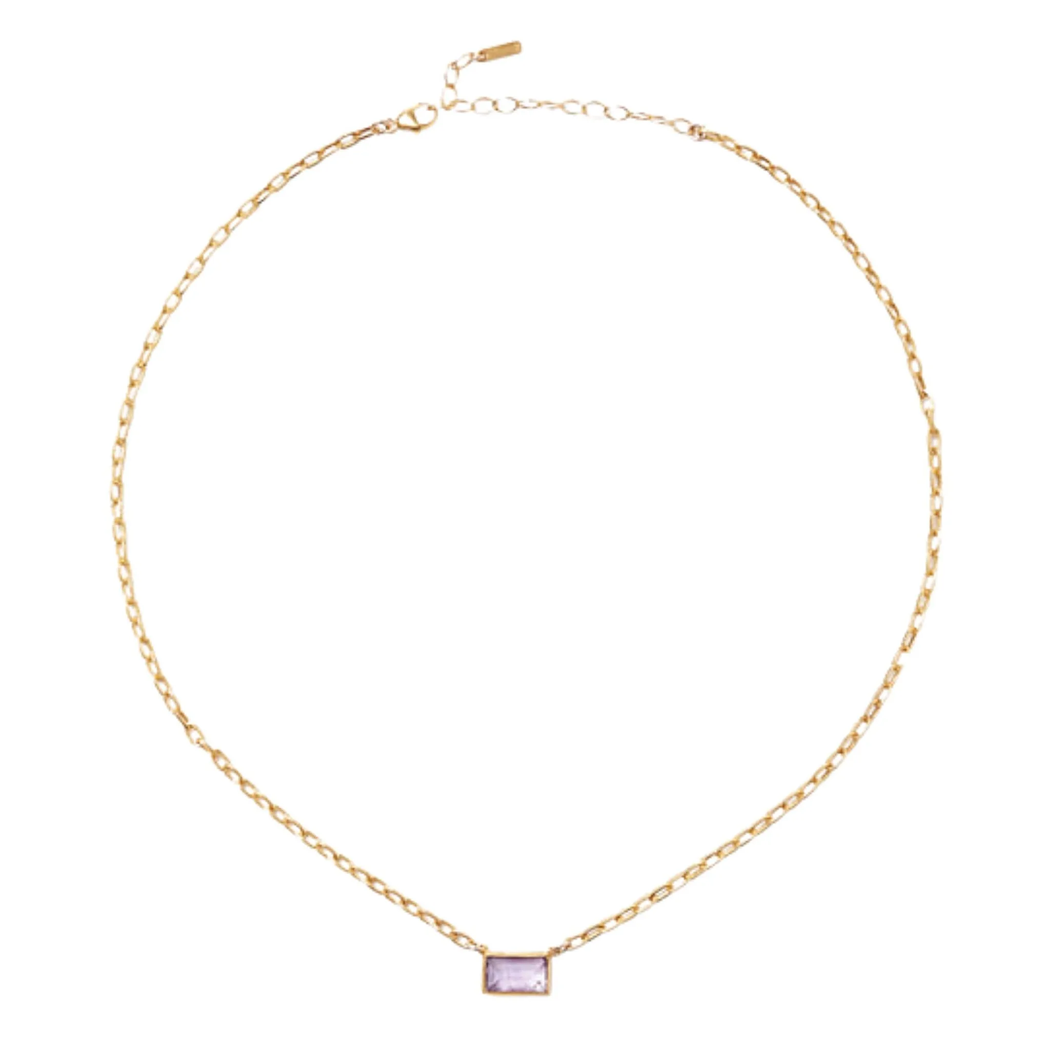 Chan Luu Rectangle Tab Pendant Necklace in Amethyst and Gold