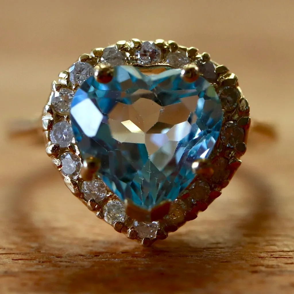 Chantilly 14k Gold, Blue Topaz and Diamond Ring