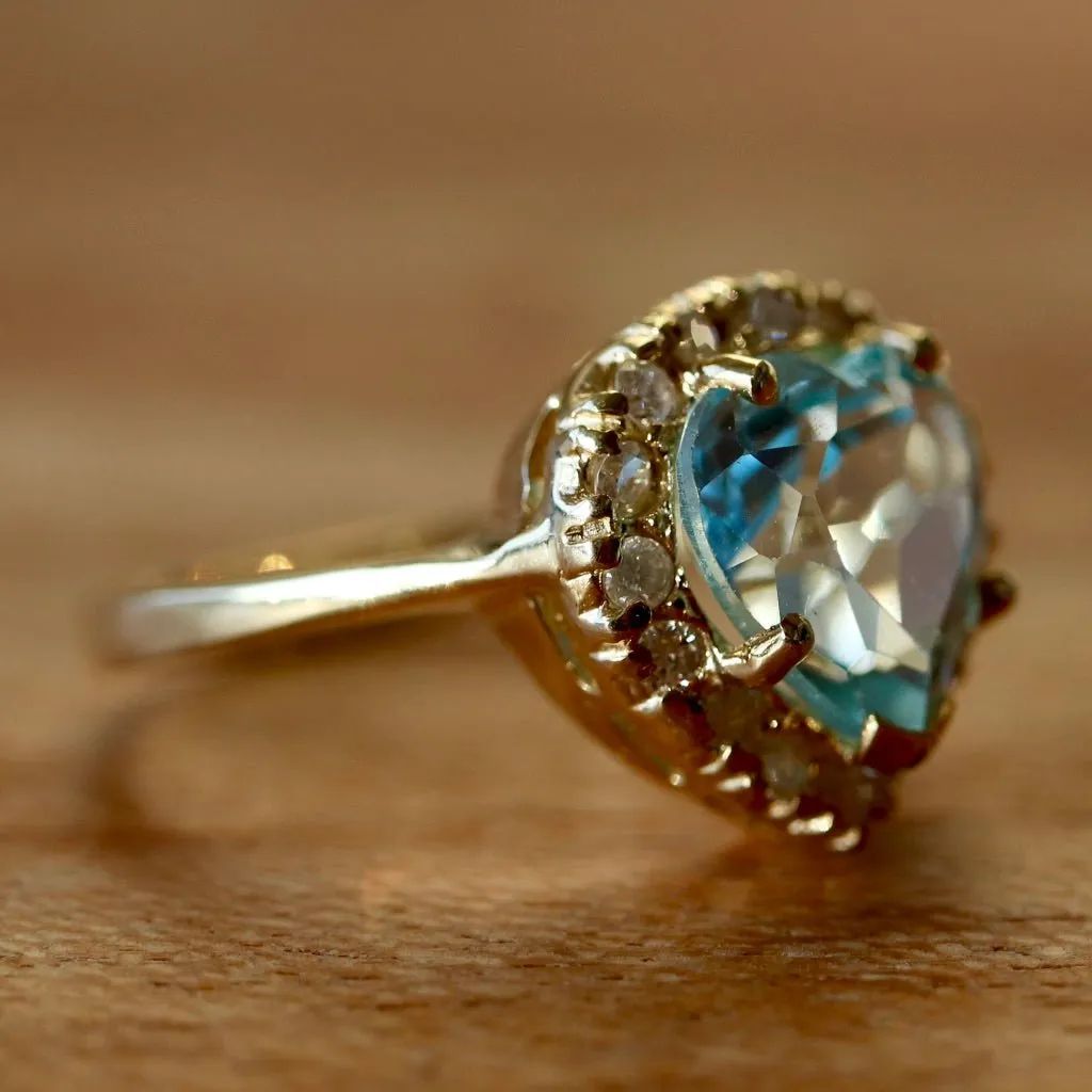 Chantilly 14k Gold, Blue Topaz and Diamond Ring