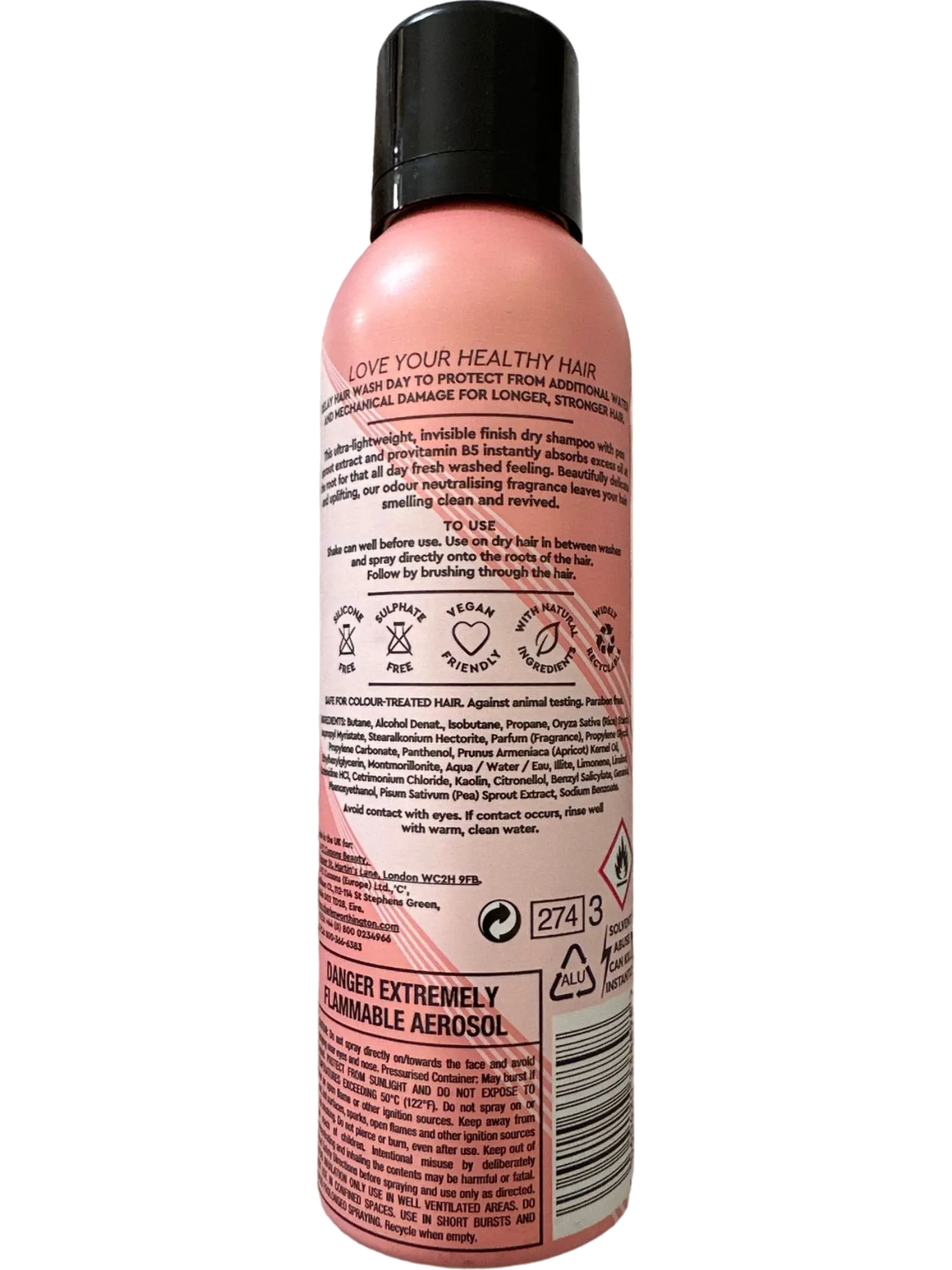 Charles Worthington London Pink Grow Strong Dry Shampoo Maximize Hair Growth 200ml