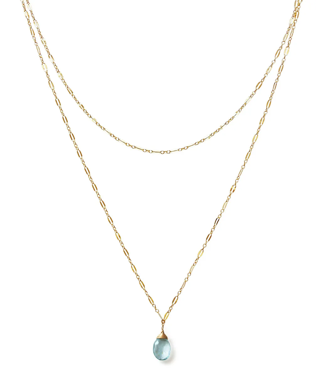 Choker Wrap Gemstone Necklace - Blue Topaz