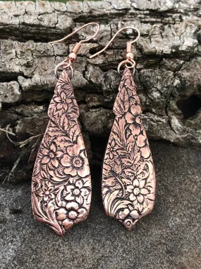 Copper Floral Earrings