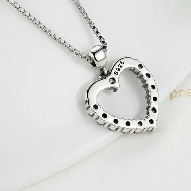 Cubic Zirconia Heart 925 Sterling Silver Fashion Pendant Necklace