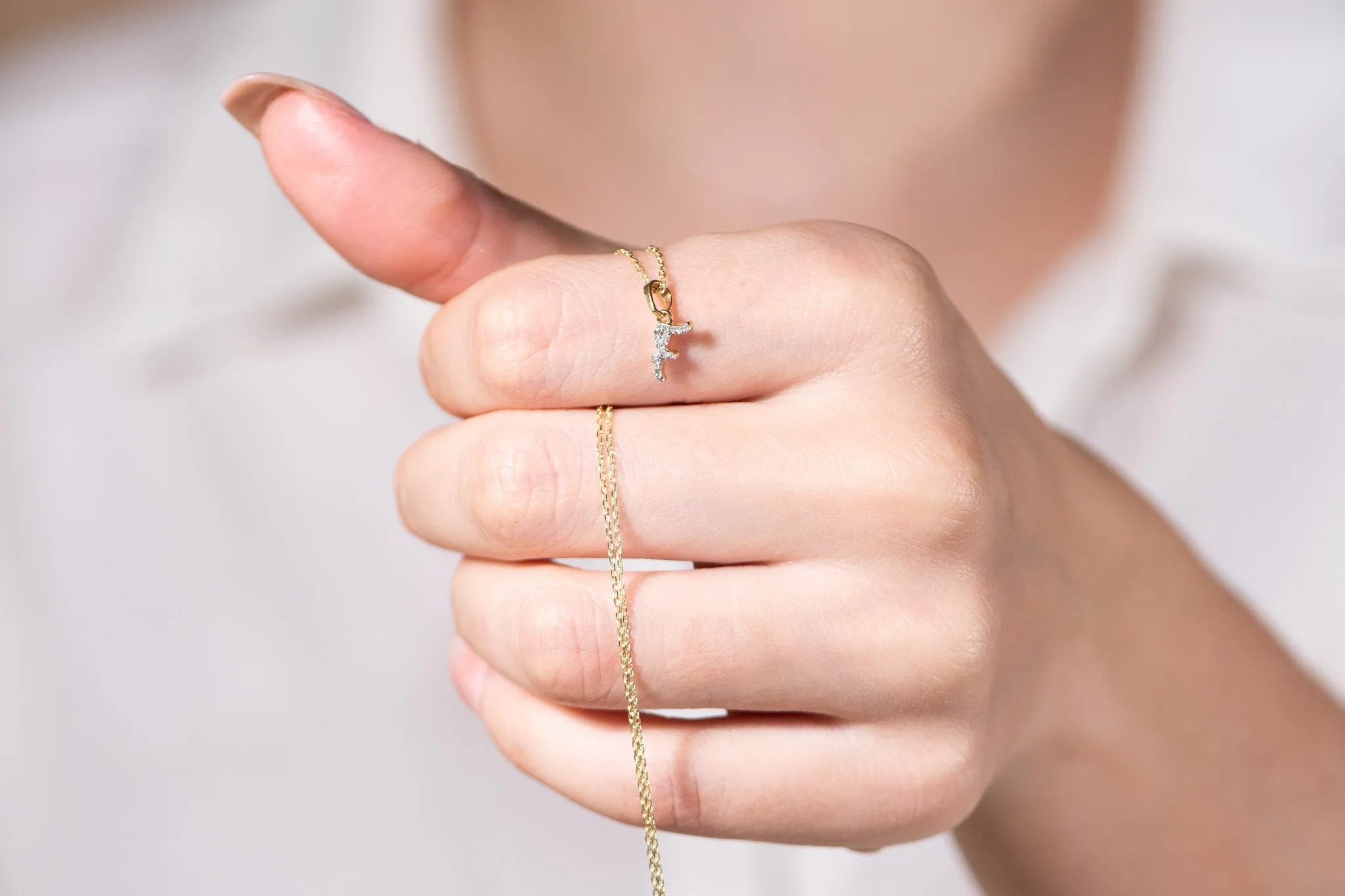 Cursive Diamond Initial Necklace