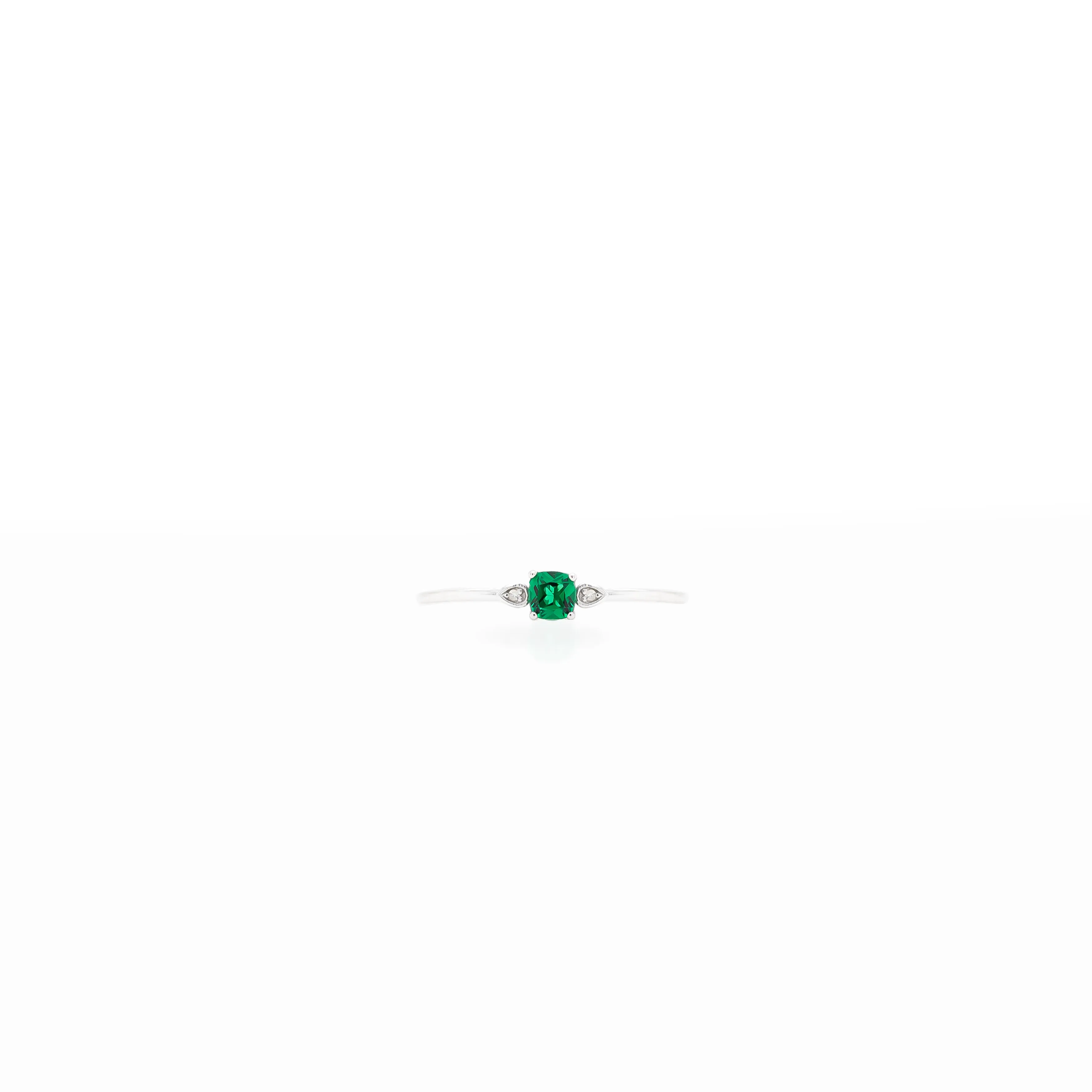 Cushion Birthstone with Side Diamond Ring