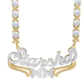 Custom Double Plated Name Necklace Starsha with Rhodium Xoxo Chain